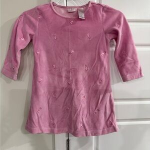 Girls Pink Soft Long Sleeve Dress/Top with Embroidered Ballet Slipper Details